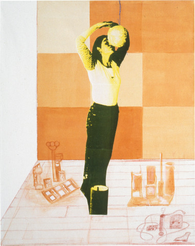 Geoff Lowe & Kathy Temin A Constructed World I, 1991; acrylic, conte & colour, laser copy on linen; 152 x 122 cm; enquire