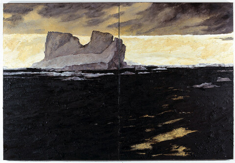 Mandy Martin Wanderers in the desert of the real; Iceberg, 2008; Ochre, pigment, and oil on linen; diptych, overall 180 x 270 cm; enquire