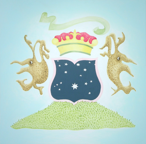 Michelle Hanlin Coat of Arms (Separated At Birth), 2005; acrylic on canvas; 100 x 100 cm; enquire