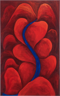 Linda Jackson Hills and Blue River, 1998; acrylic on canvas; 120 x 75 cm; enquire