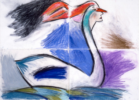 Jenny Watson Swan-me, 1984; pastel, conte, charcoal on watercolour paper; 152 x 122 cm; enquire