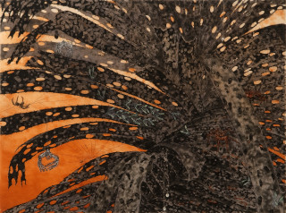 Fiona Hall Pandanus - Gunga, 2010; from the series Burning Bright; Etching on Hahnemuhle cotton rag paper; 79.5 x 94 cm; Image size: 49 x 66cm; Edition of 41 + AP 5; enquire