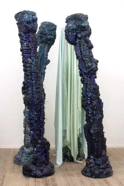 Dale Frank Ben is everywhere - look there he is, 2016; compression foam, steel support, Harlequin automotive spray, pigmented resin and silk; dimensions variable