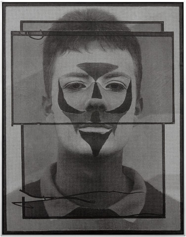 David Noonan Untitled, 2016; silk screen linen collage mounted on wooden panel, steel frame; 90 x 70 x 5 cm; enquire