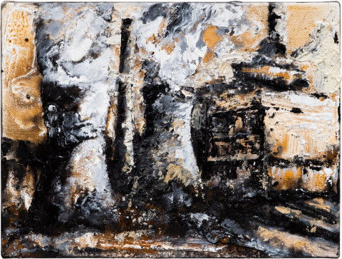 Mandy Martin Powerhouse 1, 2008; ochre, pigment and oil on linen; 30 x 40 cm; enquire