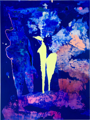 Tom Polo and afterwards, a night sky, 2026; acrylic, gouache and Flashe on polycotton; 182 x 138 cm; enquire