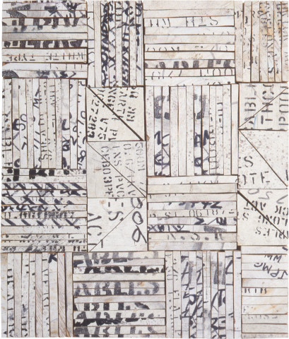 Rosalie Gascoigne Jotter, 1994; sawn wood on craftboard; 54 x 46.5 cm; enquire