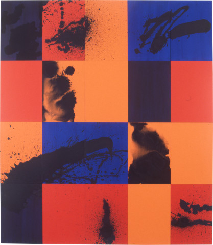 Lindy Lee Birds of Appetite, 1997; acrylic on board; 164 x 142.5 cm; 20 panels; enquire