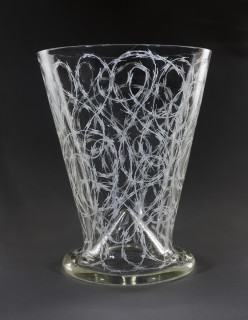 Fiona Hall Gateless  Gate, 2017; Cat no.  24; etched glass; 29.5 x 24 x 24 cm; enquire