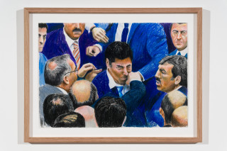 Callum Morton The Contest of Ideas #2, 2025; pencil and gouache on paper; 30 x 42 cm; enquire