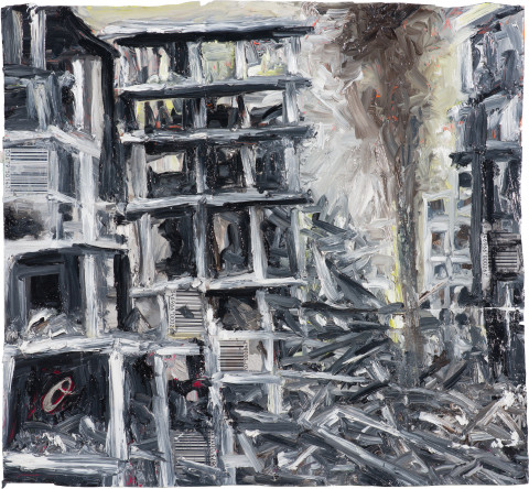 Fiona Hall Counting For Nothing 8, 2024; oil paint on aluminium drink cans; approx. 30.5 x 33.5 cm; enquire