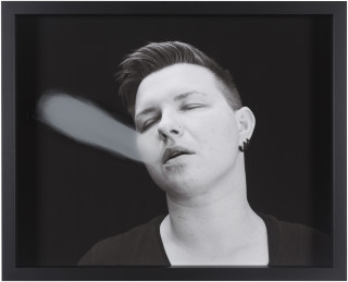 Julie Rrap Blow Back #6, 2018; digital print and handground glass; 52 x 64 cm; Edition of 3 + AP 1; enquire