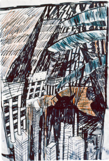 Susan Rankine Helter Shelter, 1983; ink, watercolour and pastel; 76 x 56 cm; enquire