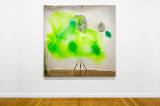 installation view; Dale Frank The men he befriended he always drugged three times, to get them home, to have sex with them, and to kill them, always the way he wanted, 2026; colour powder pigments in Epoxyglass, Epoxyglass, on perspex; 200 x 200 cm; enquire