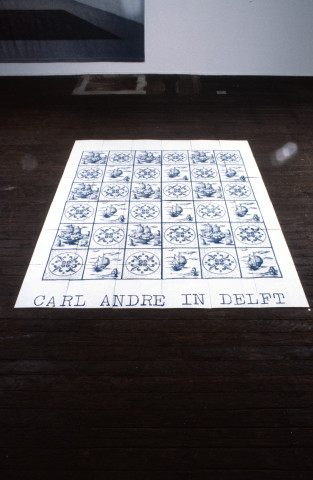 Imants Tillers Carl Andre in Delft, 1987; vitreous enamel on 36 steel panel; 167.5 x 213.4 cm; enquire