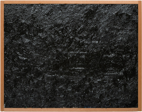 Jake Walker Black painting 3, 2013-14; oil on board, artist's rimu frame; 37.5 x 48 cm; enquire