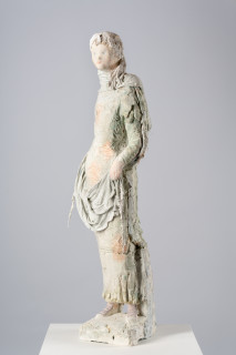 Linda Marrinon Winter, 2025; tinted and painted plaster with muslin; 100 x 36 x 24 cm; enquire
