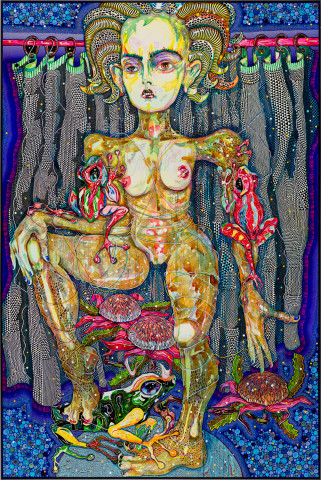 Del Kathryn Barton the woman who stood on the earth, 2021-22; acrylic on linen; 303 x 203 cm; more info; enquire