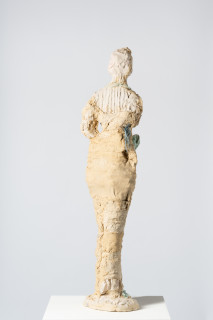 Linda Marrinon Woman with green rose (Portrait of Julia Zemiro), 2025; tinted and painted plaster with muslin; 110 x 28 x 28 cm; enquire
