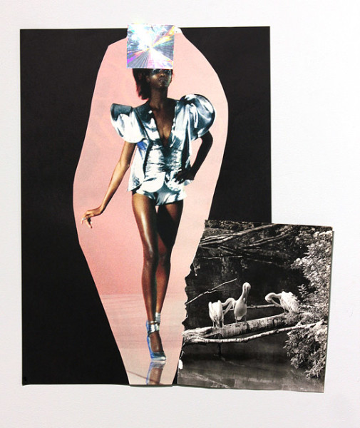 Jacqueline Fraser The Making of 8 Mile 2012, 2012; archival card, duratrans, magazine clippings, paint, archival glue, wood grain contact, cling wrap, gold foil paper, plastic sheeting; dimensions variable; enquire