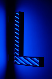 Callum Morton City Lights #1, 2026; steel, 2Pac polyurethane, lights; 90.5 x 79.5 x 12 cm; enquire