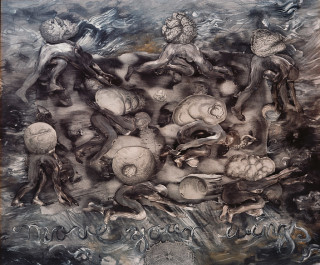 Fiona Hall Divine Comedy Purgatory, canto XI: The Proud, 1988; polaroid photograph; 53 x 68 cm; series of 12 images; enquire