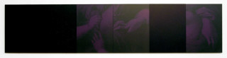 Lindy Lee Seeing Essence, 0; acrylic and wax on boards, archival inks on pure cotton photorag; 6 panels, 40.5 cm x 180cm; enquire