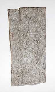 Nyapanyapa Yunupiŋu White Lines, 2012; 4222Z; natural earth pigments on bark; 149 x 72 cm; enquire