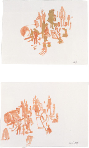 Geoff Lowe Ten People I & II, 1983; gouache and acrylic on paper; 33 x 42 cm; enquire
