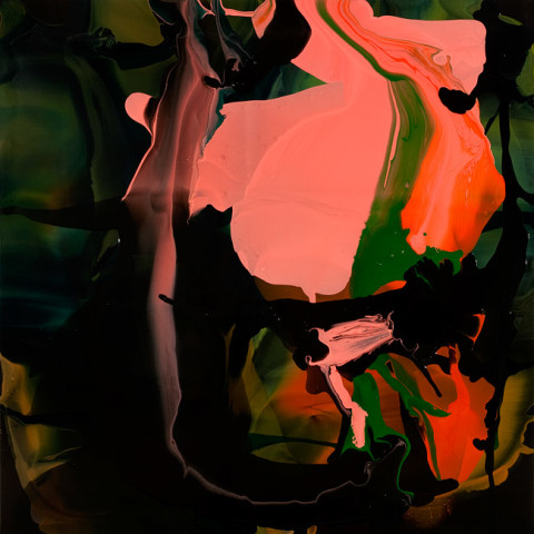 Dale Frank 17. String Theory, parallel universes in day to day reactions and bad decisions., 2009; varnish on canvas; 200 x 200 cm; enquire