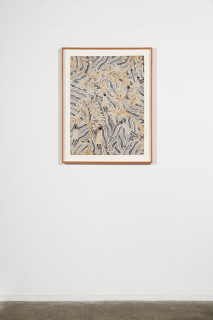 installation view; Yalmakany Marawili Burukpili, 2025; 357-25; earth pigment on paper; 88.5 x 69.5 cm; enquire