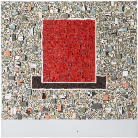 Rohan Wealleans City of Rose Boogie Woogie, 2014; paint on canvas; 100 x 100 x 7 cm; enquire