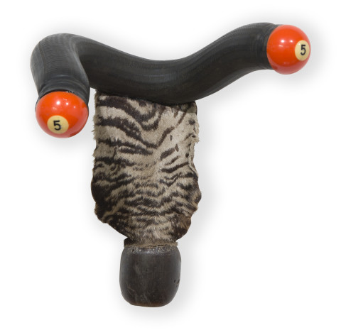 Fiona Hall Untitled, 2014; pool balls, animal hoof, radiator hose; 30 x 30 x 23.5 cm; enquire