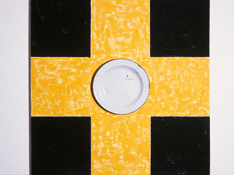 John Nixon Self Portrait (Non-Objective Composition), 1985-88; oil, acrylic and enamel plate on flax; 76.5 x 76.5 cm; enquire