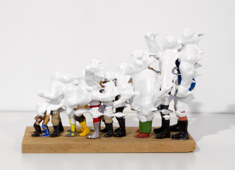 Teppei Kaneuji White Discharge (11 Figures), 2011; found objects, resin, glue; 16 x 9 x 25 cm; enquire