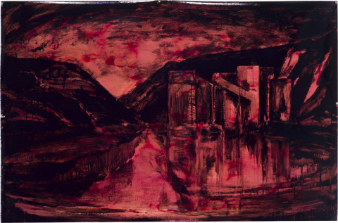 Mandy Martin Drawing for Break, 1988; enamel paint, pigment and acrylic binder on craft paper; 113 x 170 cm; enquire