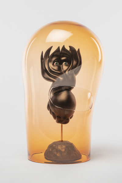 Patricia Piccinini Helmed Spirit of Hope, 2025; glass, resin, brass, concrete; 48 x 22 x 22 cm; enquire