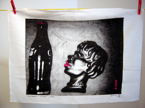 Destiny Deacon Teatowel d-tour, 2003; screenprint on linen; 49 x 70 cm; Edition of 99; enquire