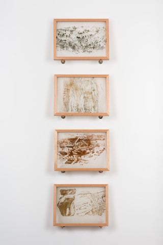 John Wolseley Longicorn Beetle engravings, 2019; relief print found wood on Japanese tissue; 30.5 x 40.5 cm each; Enquire