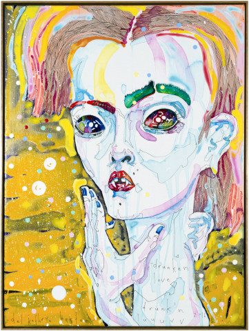 Del Kathryn Barton drunken love, 2016; acrylic on French linen; 83 x 63 cm; (framed); enquire