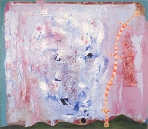 Gareth Sansom Face with Stick, 1988; oil and enamel on linen; 198.1 x 228.6 cm; enquire