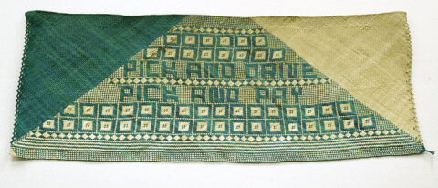 Newell Harry untitled (Pick and Drive Pick and Pay), 2007; from the series gift mat; Pandanus and dye; 76 x 201 cm; irregular; enquire