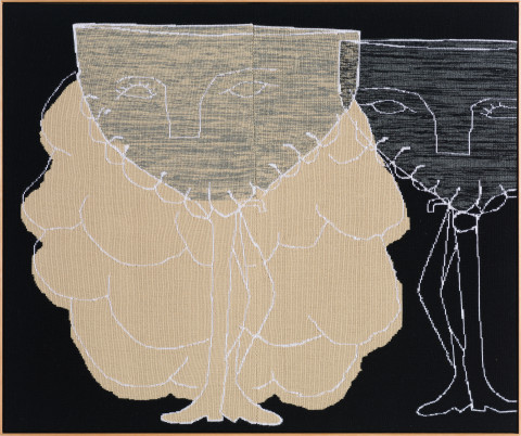 Renee So Wine Lovers, 2015; knitted synthetic fibre, oak tray frame; 102 x 120 cm; more info; enquire