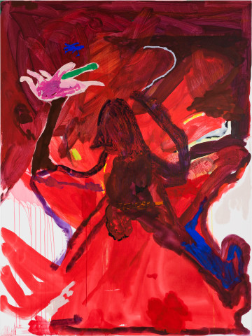 Tom Polo fear of intimacy (hibiscus hand), 2020; acrylic and Flashe on canvas; 182 x 138 cm; more info; enquire