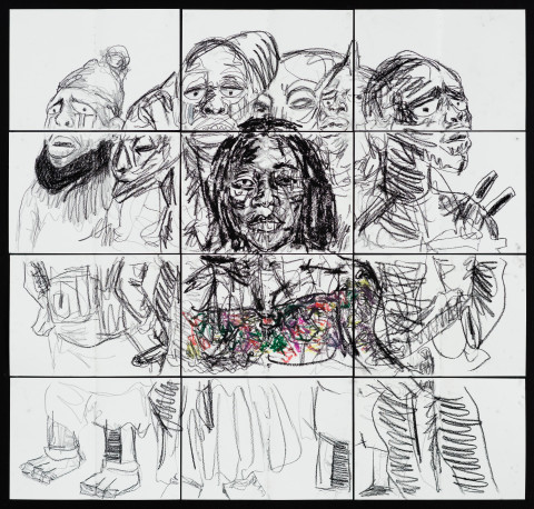 Pierre Mukeba Christine Kitenge, 2021; charcoal and pastel on archival paper; 120 x 126 cm; more info; enquire