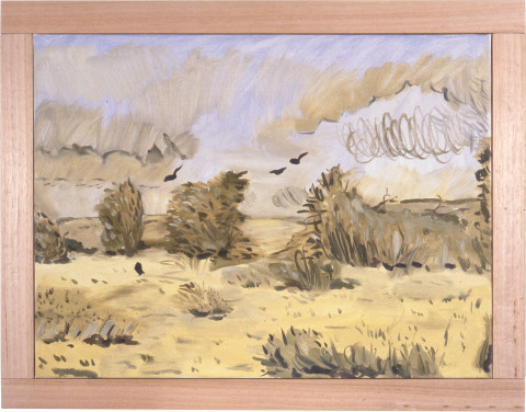Linda Marrinon Four Crows at Laverton, 1996; Oil on canvas; 61 x 46 cm; enquire