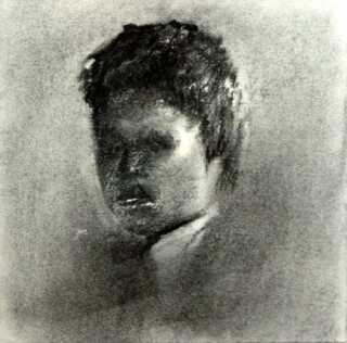 Louise Hearman Untitled #613, 1997; charcoal on mountboard; 15 x 15 cm; enquire