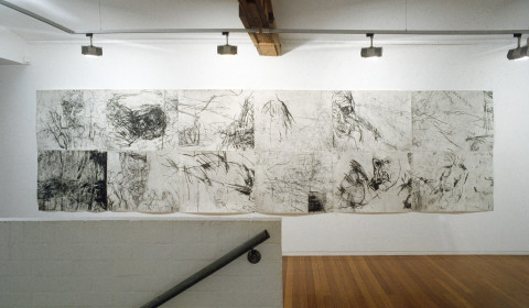 Mike Parr Great Distances Between Small Towns, 1990; drypoint from copper; 156 x 1284 cm; enquire