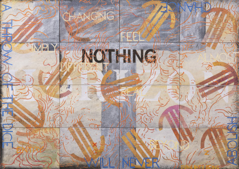Imants Tillers Nature Speaks: GZ, 2022; synthetic polymer paint, gouache on 16 canvasboards; 100.5 x 141 cm; enquire