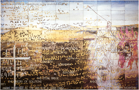 Imants Tillers Once Upon A Time, 2009; acrylic, gouache on 90 canvasboards, nos. 83514 - 83603; 229 x 356 cm; enquire